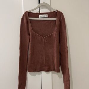 ABERCROMBIE & FITCH A&F Square Neck Brown Knit Sweater